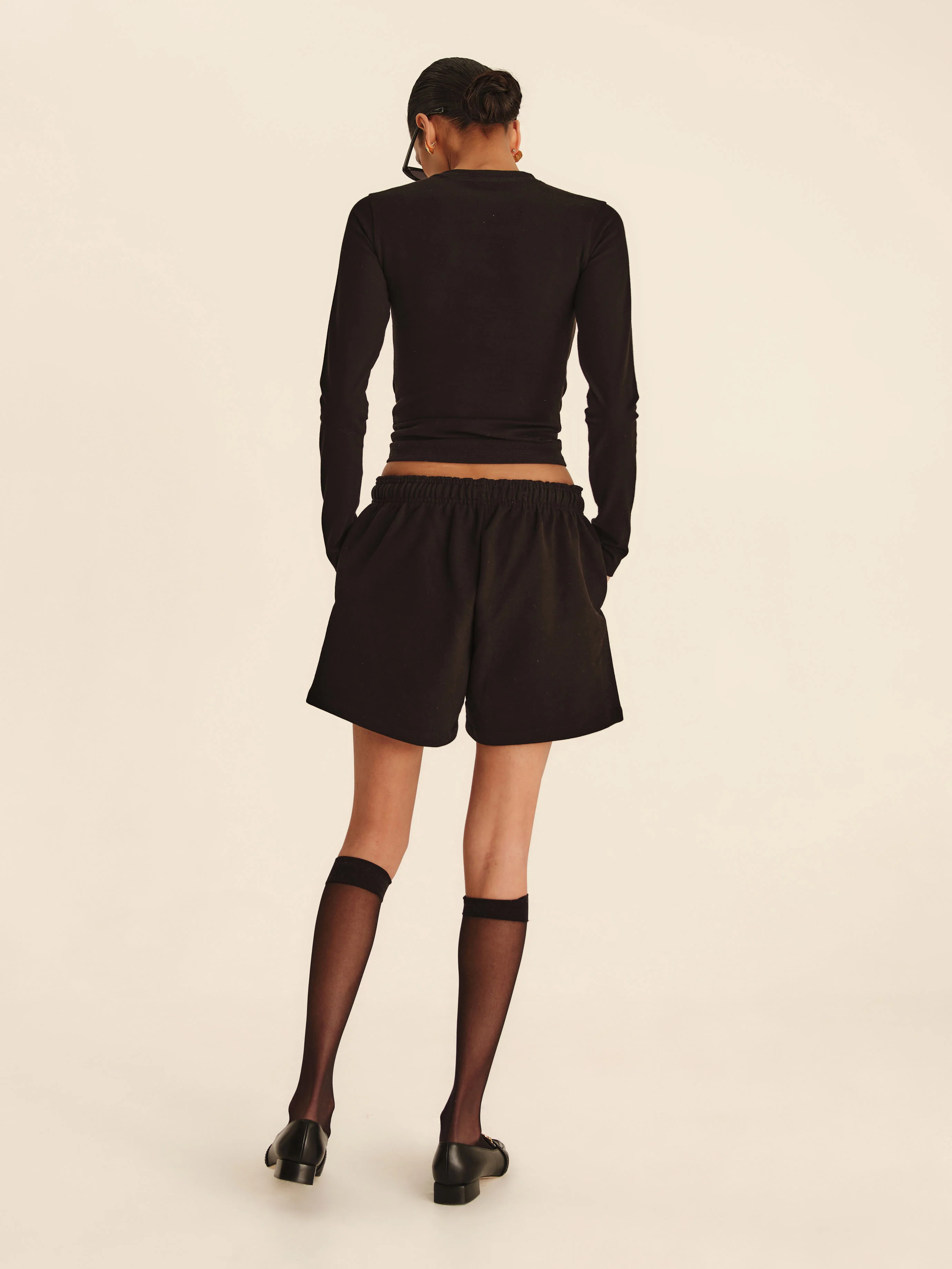 Emblem Sweatshorts - Jet Black - Image 3
