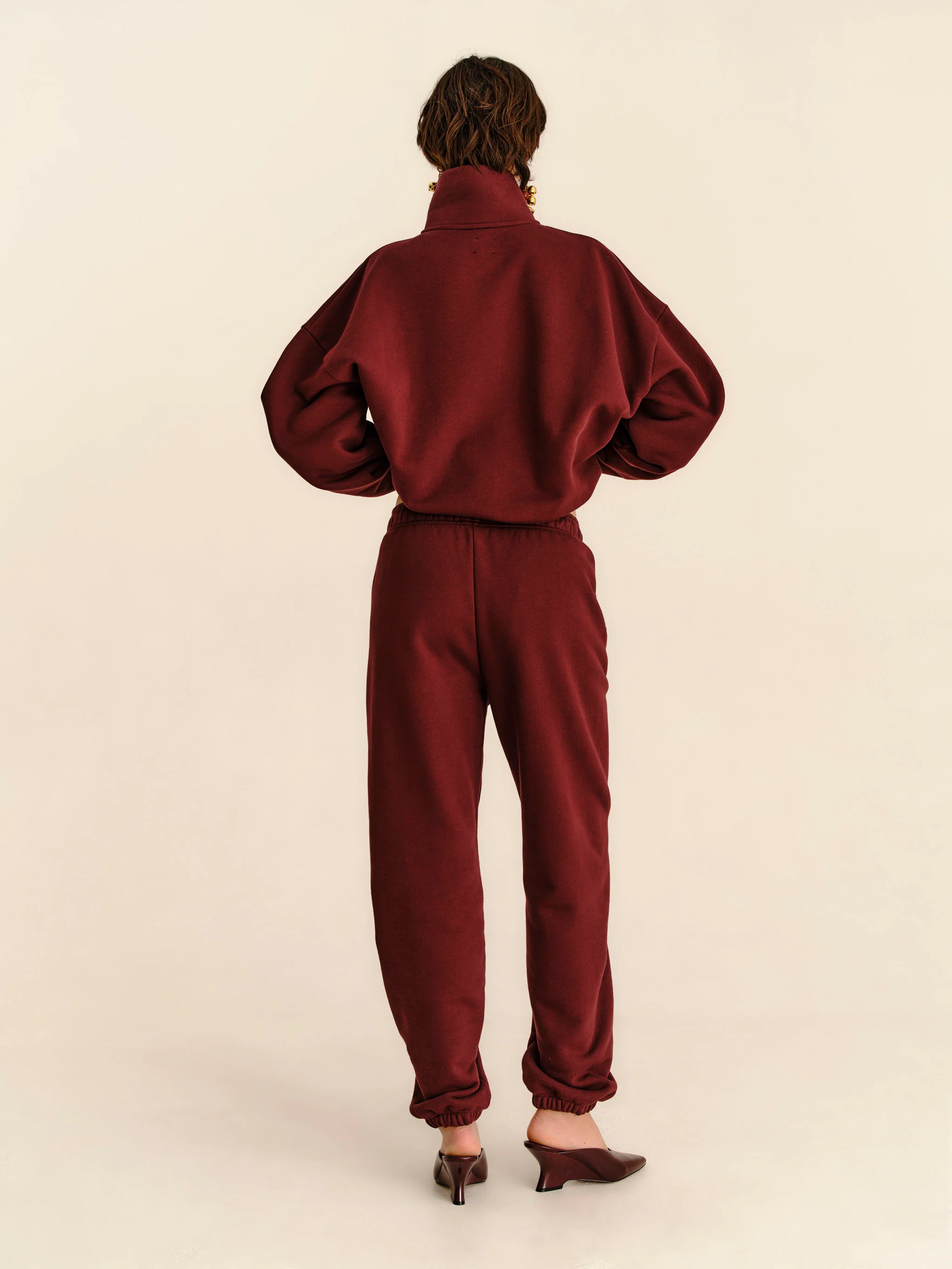 French Terry Funnel Neck - Burgundy - Image 2