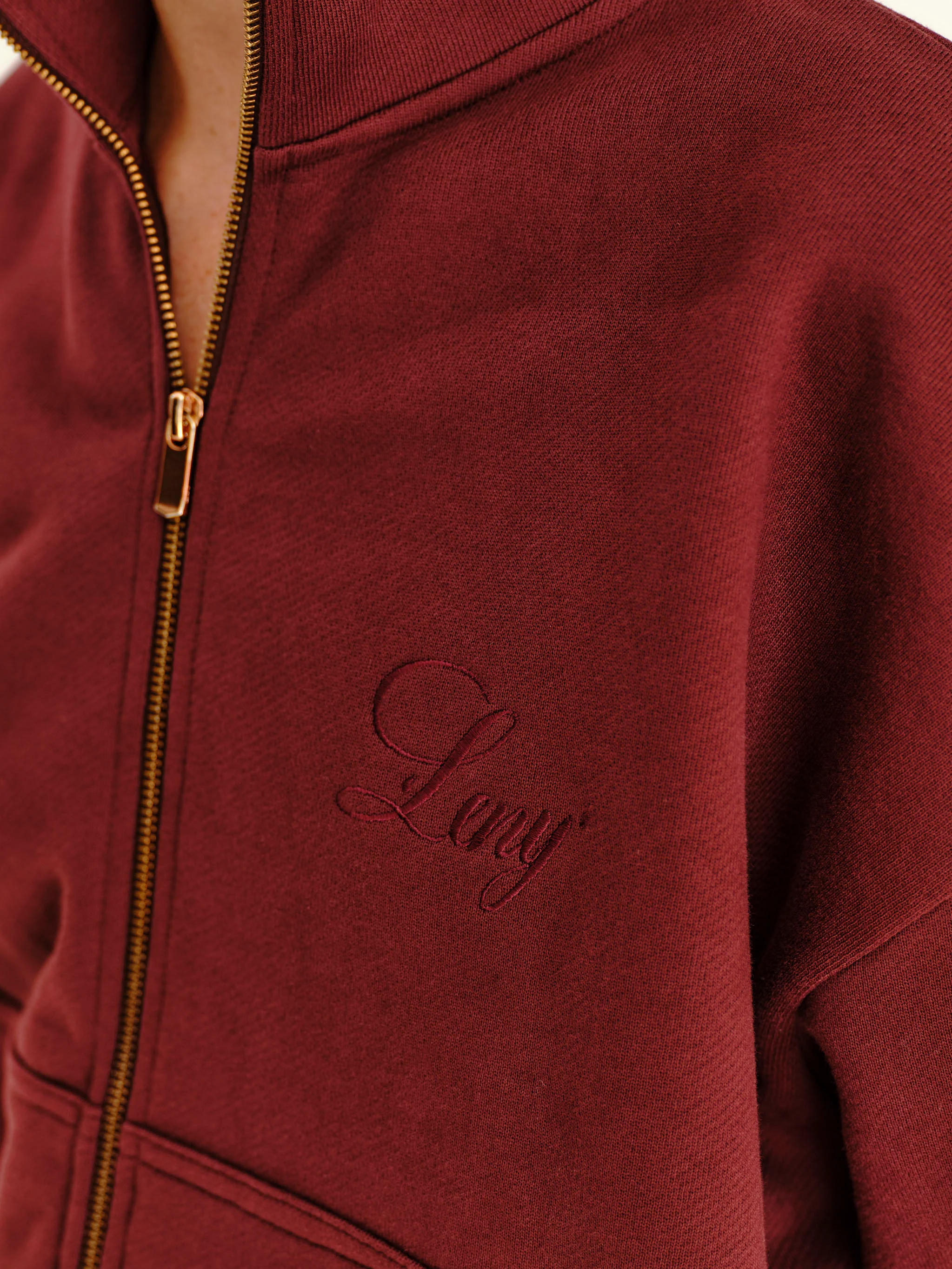 French Terry Funnel Neck - Burgundy - Image 4
