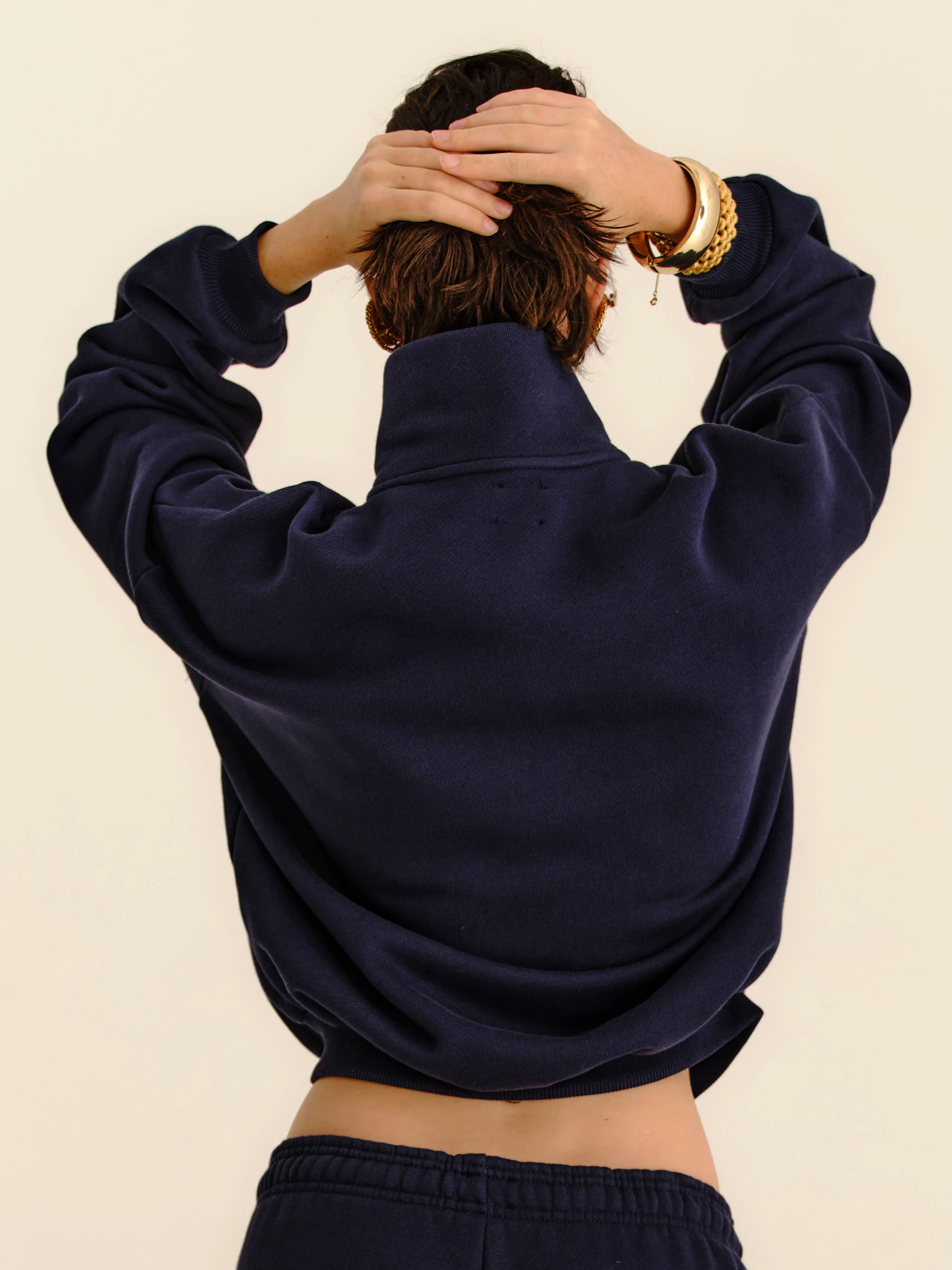 French Terry Funnel Neck - Midnight Blue - Image 3