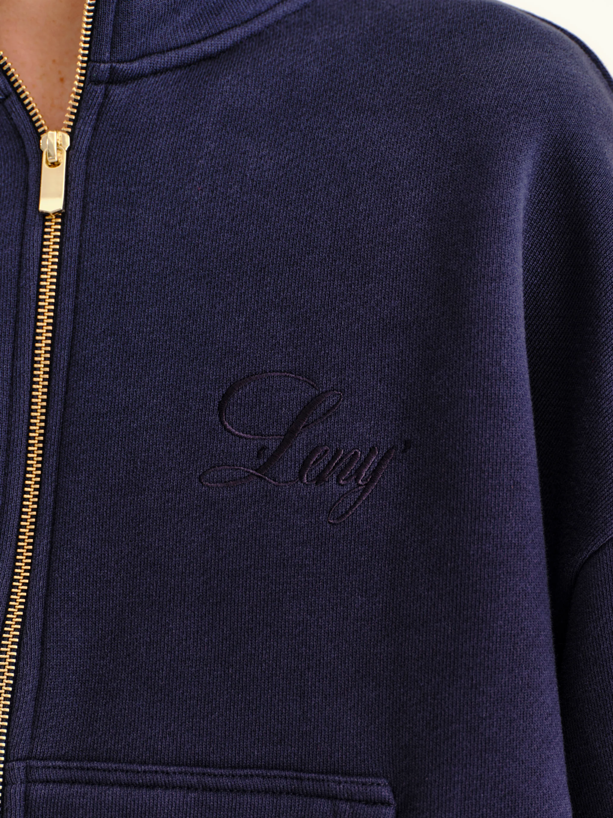 French Terry Funnel Neck - Midnight Blue - Image 4