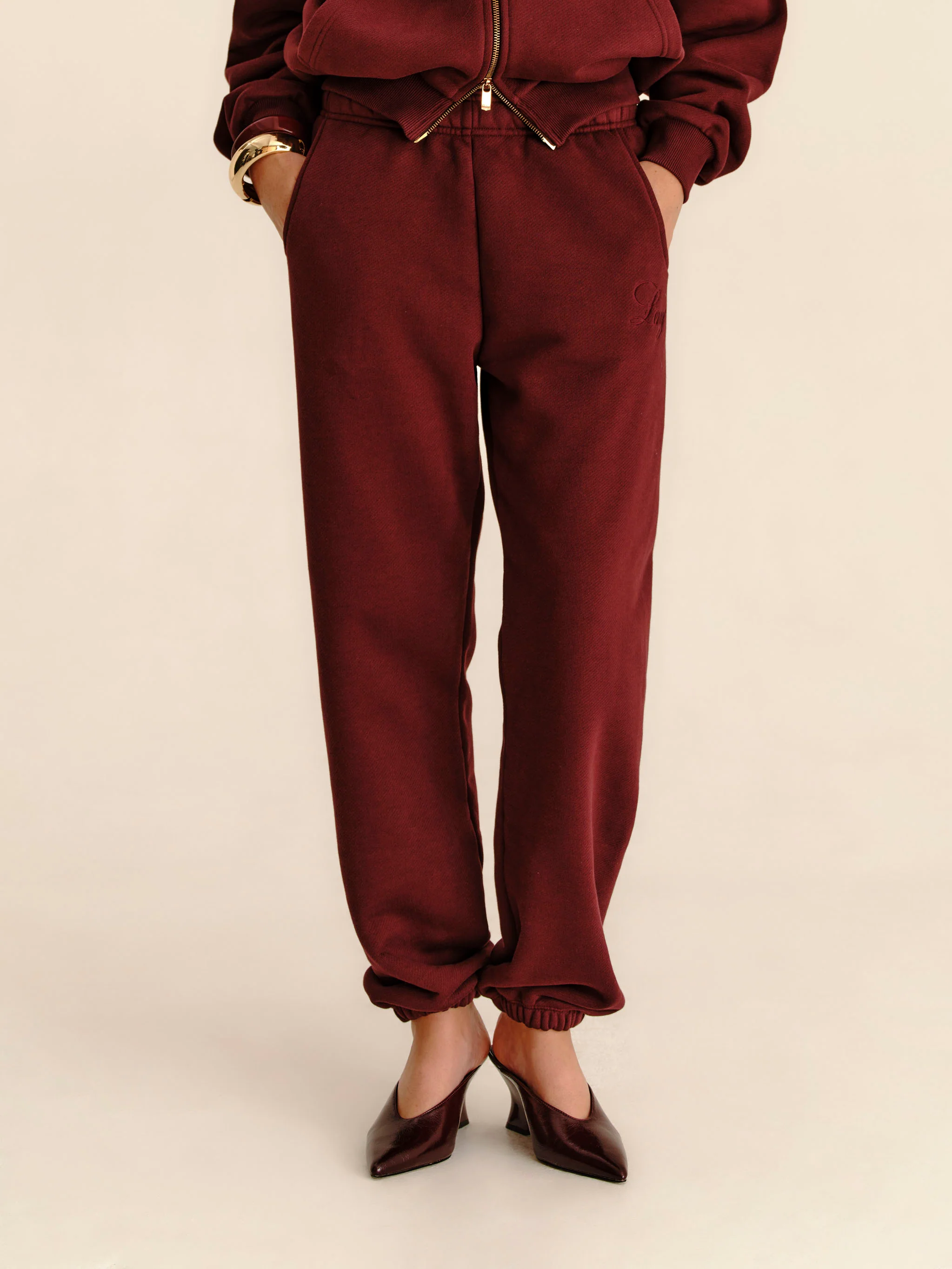 French Terry Sweatpants - Burgundy - Image 2