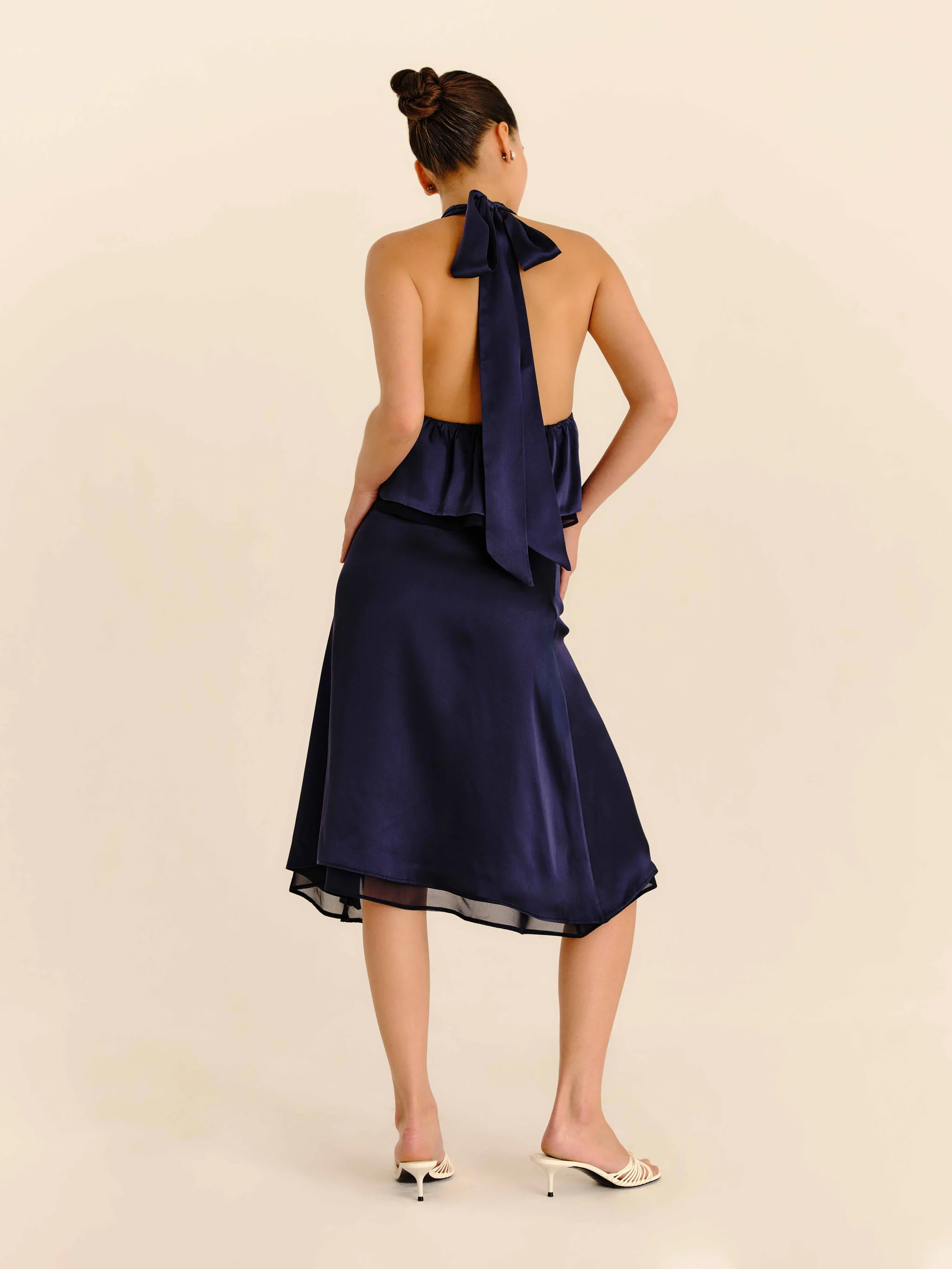 Romance Silk Blouse - Navy Blue - Image 4