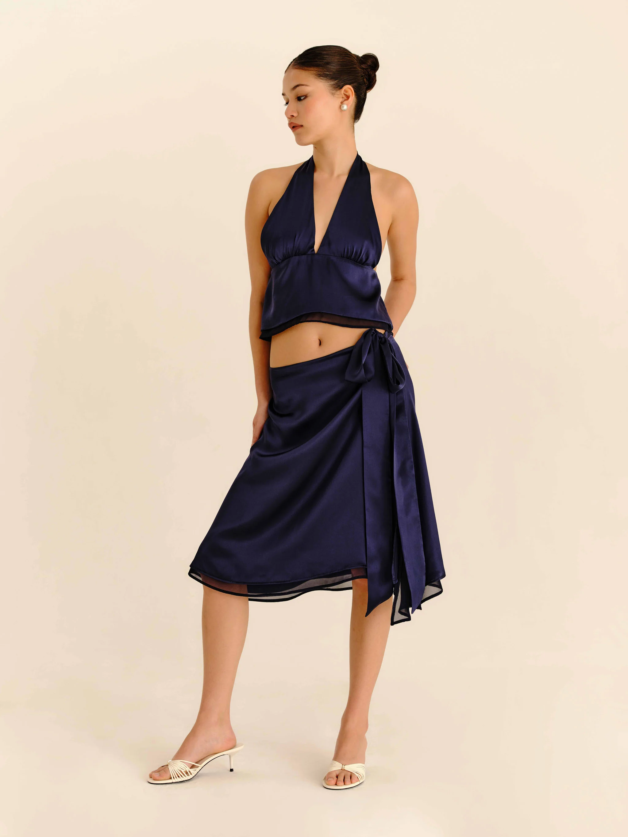 Romance Silk Blouse - Navy Blue - Image 6